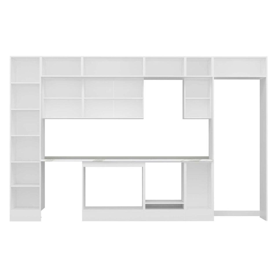Alvinka 365X240 Cm Klasik Mebran Mutfak Dolabı Mbb-E80B45S40-2 Mebran | Beyaz - Suntalam