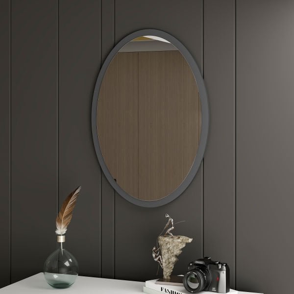 Minar Elips Şifonyer Aynası - Antrasit