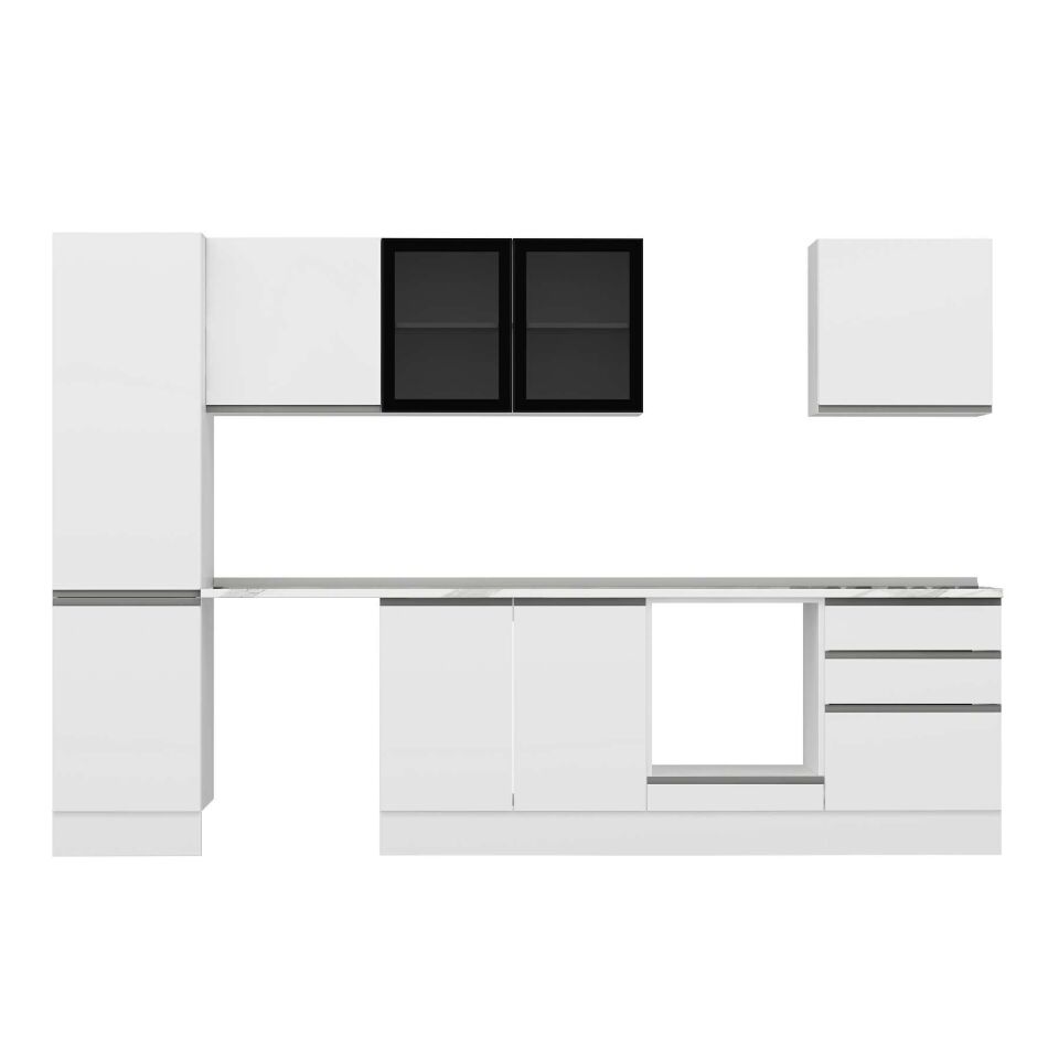 Alvinka 320X210 Cm High Gloss Mutfak Dolabı Mb-E90B50S60-3 High Gloss | Beyaz - Suntalam