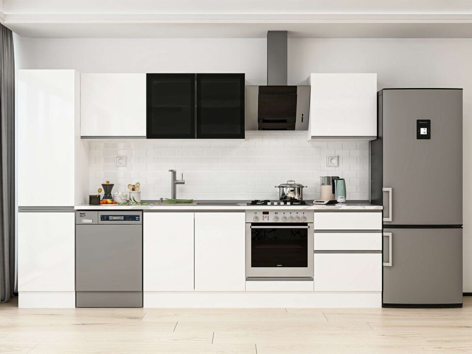 Alvinka 320X210 Cm High Gloss Mutfak Dolabı Mb-E90B50S60-3 High Gloss | Beyaz - Mdf