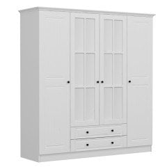 Kale 4 Mebran Kapaklı 2Ç Taçlı Dolap - Beyaz 190CM