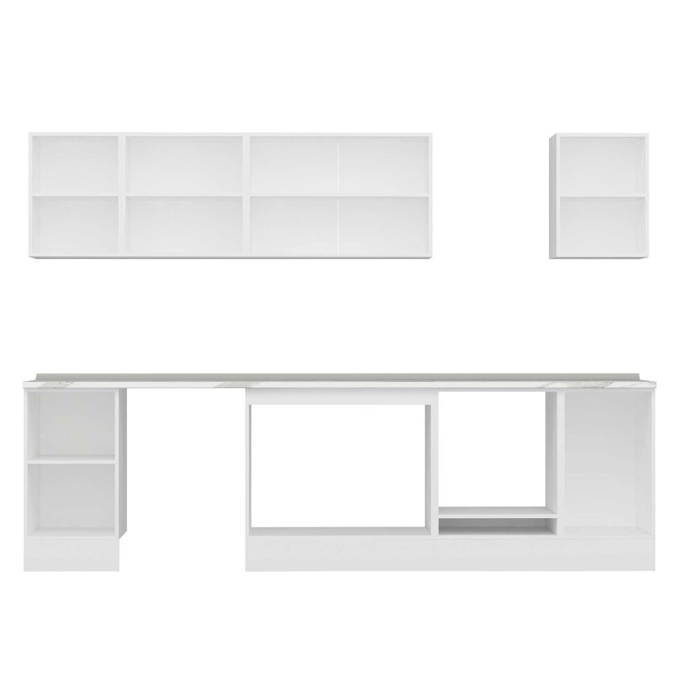 Alvinka 300X210 Cm Klasik Mebran Mutfak Dolabı M-E90S45S45-2 Mebran | Beyaz - Mdf