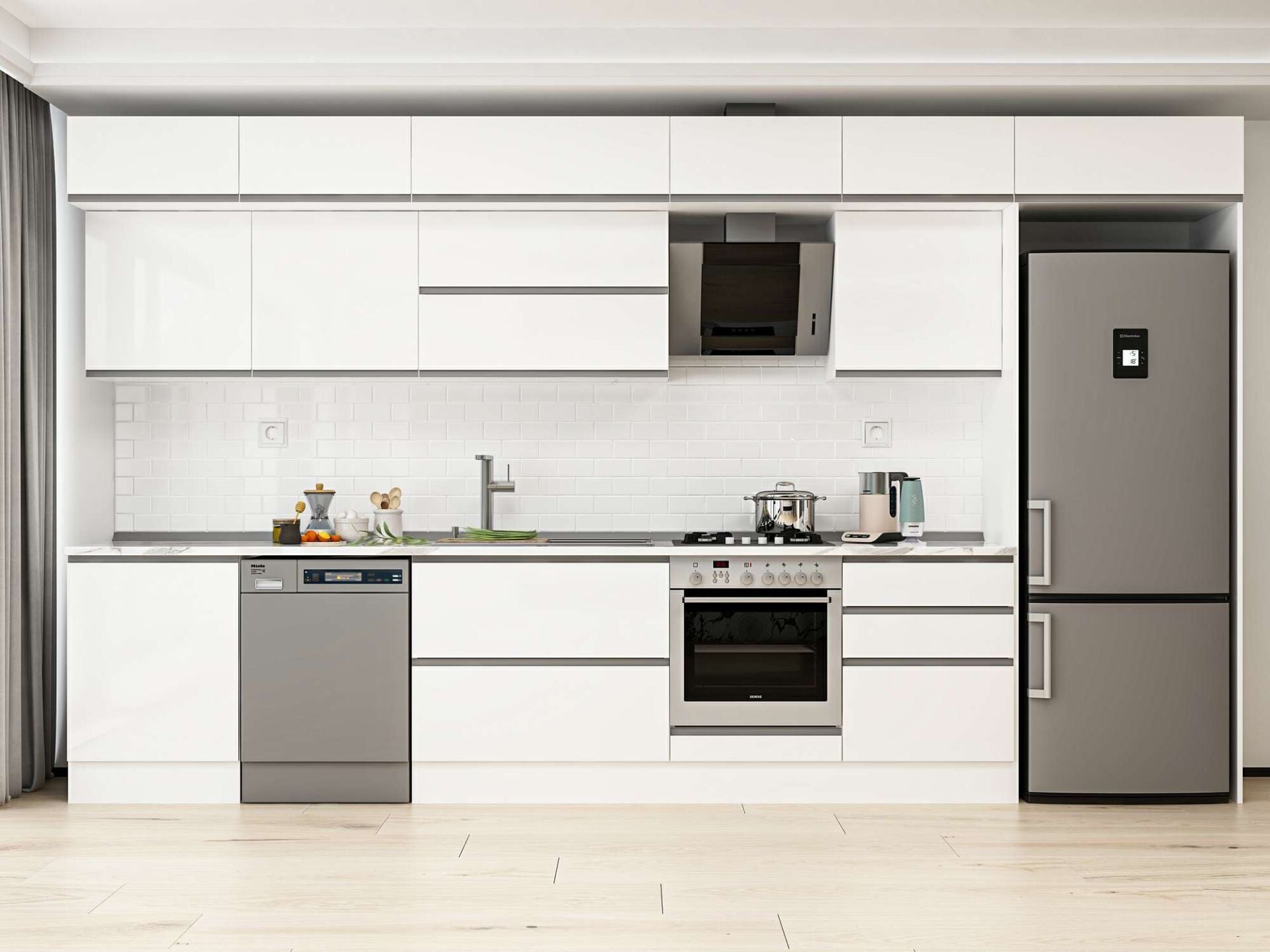 HHページ Alvinka 380X240 Cm High Gloss Mutfak Dolabı Mbb-E80B40S60-1 High