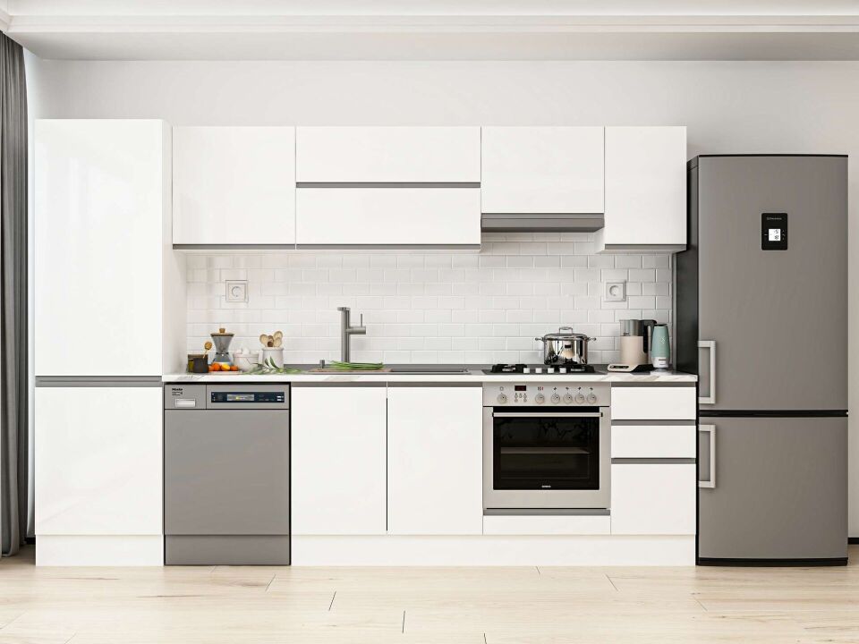 Alvinka 310X210 Cm High Gloss Mutfak Dolabı Mb-E90B60S40-1 High Gloss | Beyaz - Mdf