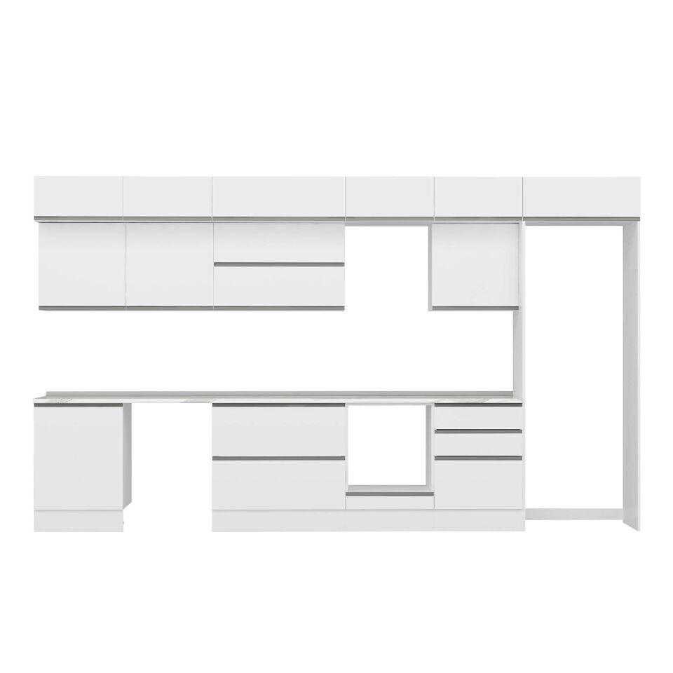Alvinka 400X240 Cm High Gloss Mutfak Dolabı Mb-E80S60S60-2 High Gloss | Beyaz - Mdf