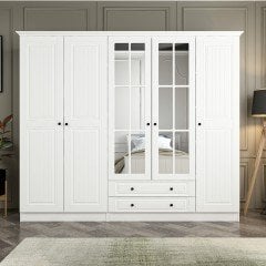 Kale 5 Mebran Kapaklı 2Ç Taçlı Dolap - Beyaz