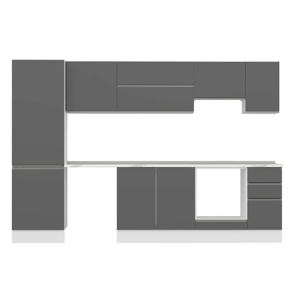 Alvinka 310X210 Cm High Gloss Mutfak Dolabı Mb-E90B60S40-1 High Gloss | Antrasit - Suntalam