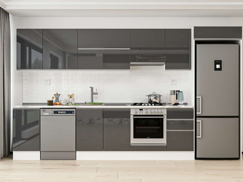 Alvinka 380X222 Cm High Gloss Mutfak Dolabı Mb-E90S45S45-1