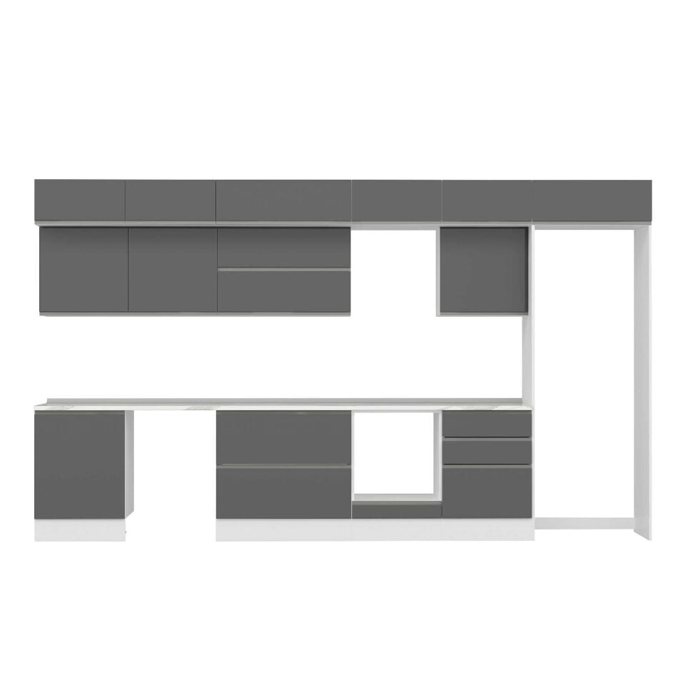 Alvinka 400X240 Cm High Gloss Mutfak Dolabı Mb-E80S60S60-2 High Gloss | Antrasit - Mdf