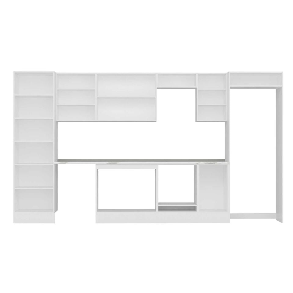 Alvinka 385X222 Cm Klasik Mebran Mutfak Dolabı Mbb-E80B60S45-2 Mebran | Antrasit - Suntalam