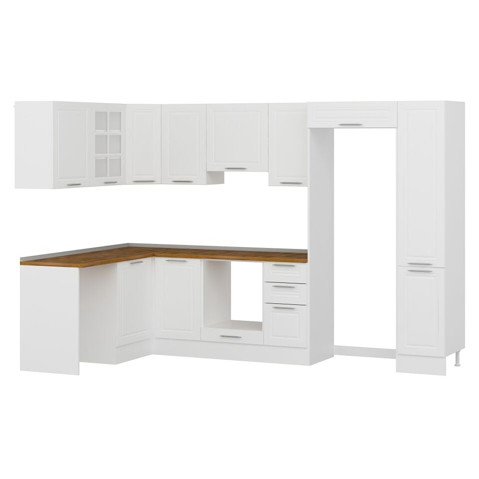 Alvinka 180-330X222 Cm Mbr_C Köşe Mutfak Dolabı Beyaz - Suntalam