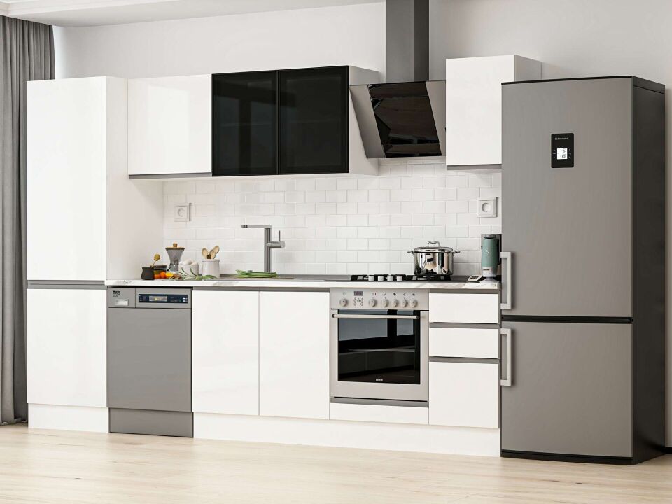 Alvinka 310X210 Cm High Gloss Mutfak Dolabı Mb-E90B60S40-3 High Gloss | Beyaz - Suntalam