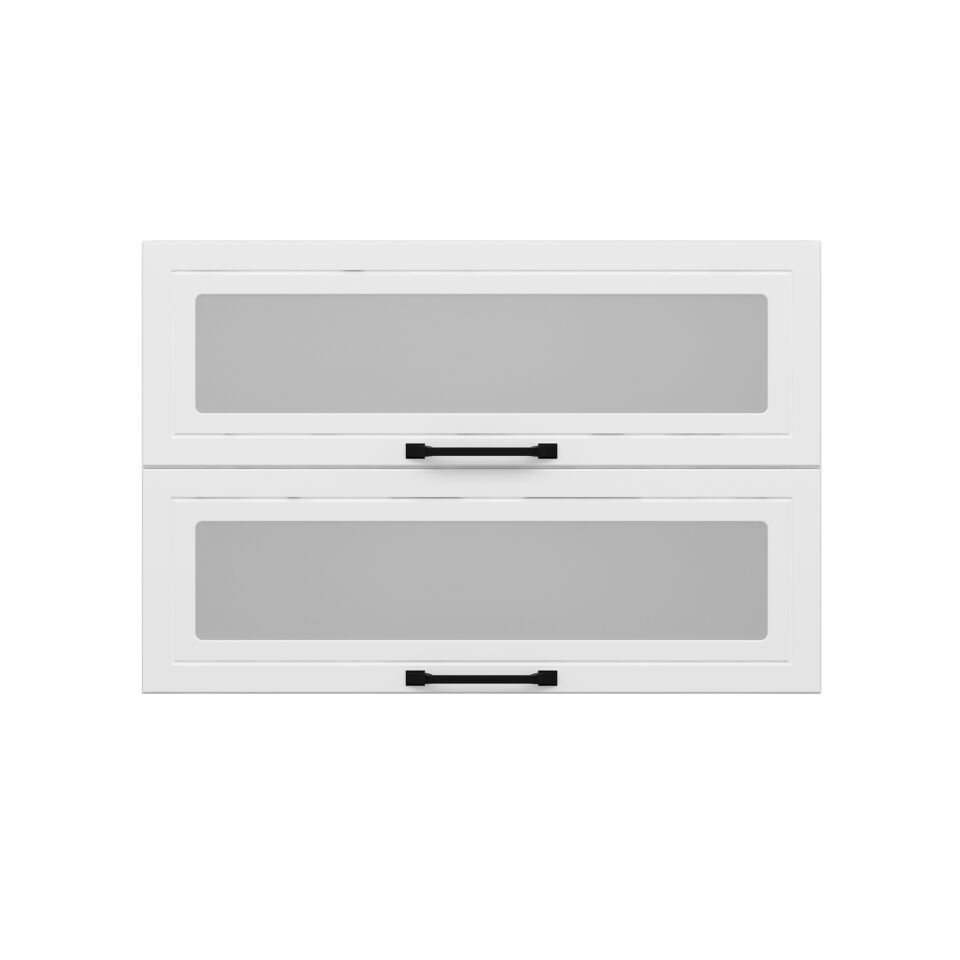 Alvinka Mutfak Modül Mbr_A Üst 2Yk1R 90-H60Cm Dolap Cam Beyaz Beyaz Mdf
