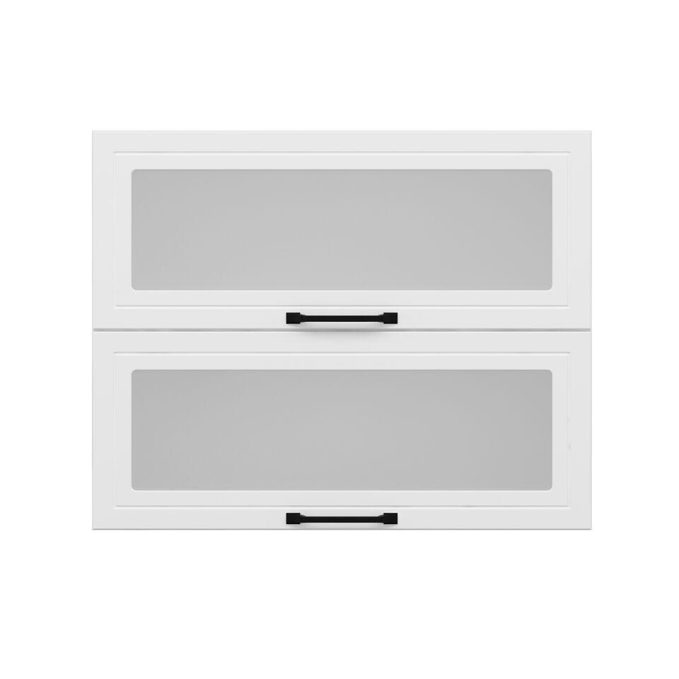 Alvinka Mutfak Modül Mbr_A Üst 2Yk1R 90-H72Cm Dolap Cam Beyaz Beyaz Mdf