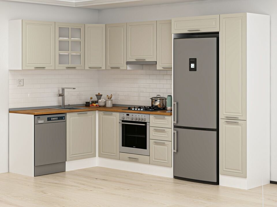 Alvinka 180-330X222 Cm Mbr_C Köşe Mutfak Dolabı Kumtaşı - Mdf