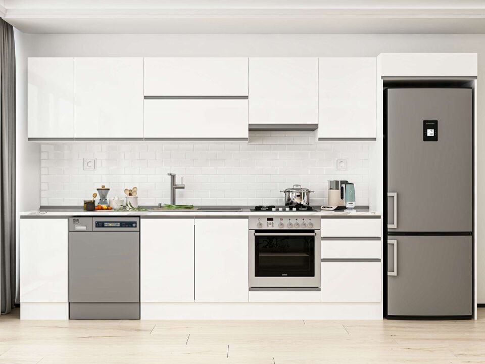 Alvinka 370X222 Cm High Gloss Mutfak Dolabı Mb-E80S40S50-1