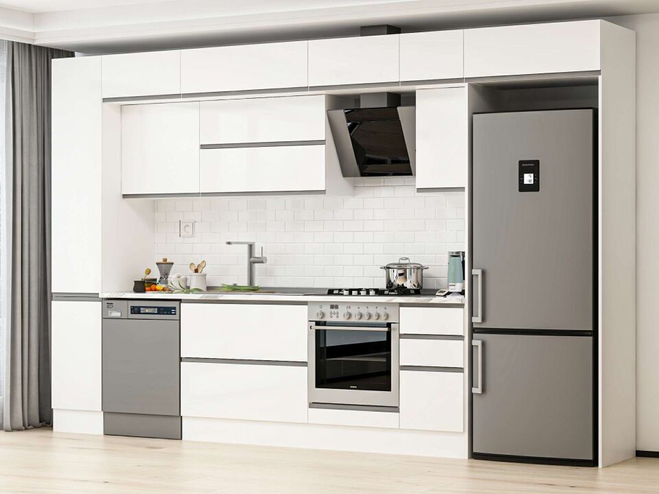 Alvinka 360X240 Cm High Gloss Mutfak Dolabı Mbb-E80B40S40-2 High Gloss | Beyaz - Mdf
