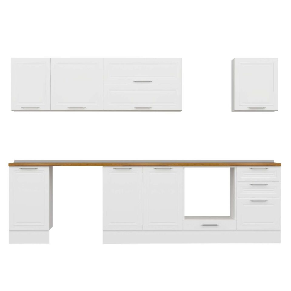 Alvinka 305X210 Cm Klasik Mebran Mutfak Dolabı M-E90S45S50-2 Mebran | Beyaz - Suntalam