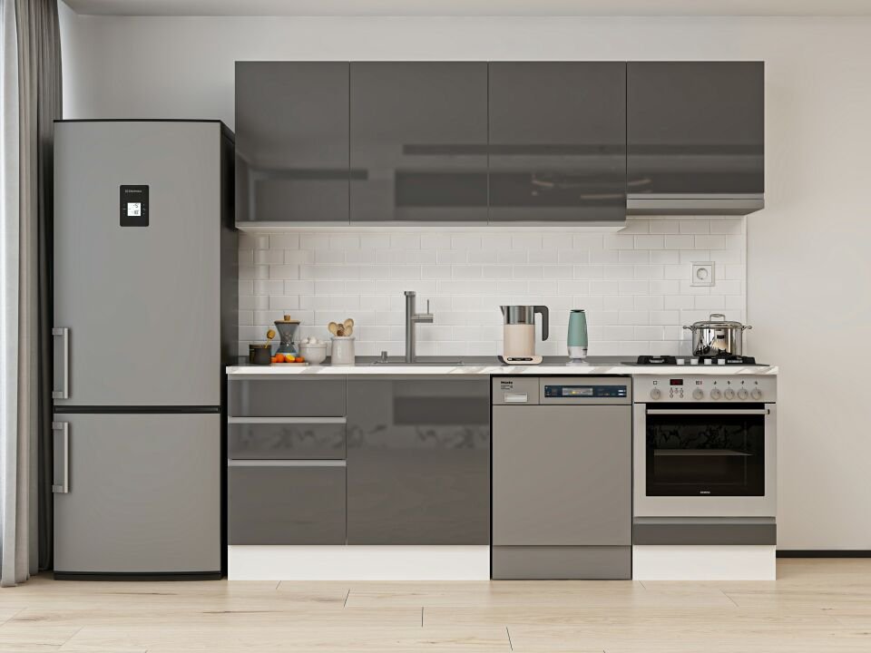 Alvinka 230X210 Cm Hg_J Mutfak Dolabı Antrasit - Mdf