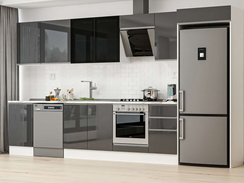 Alvinka 385X222 Cm High Gloss Mutfak Dolabı Mb-E90S50S45-3