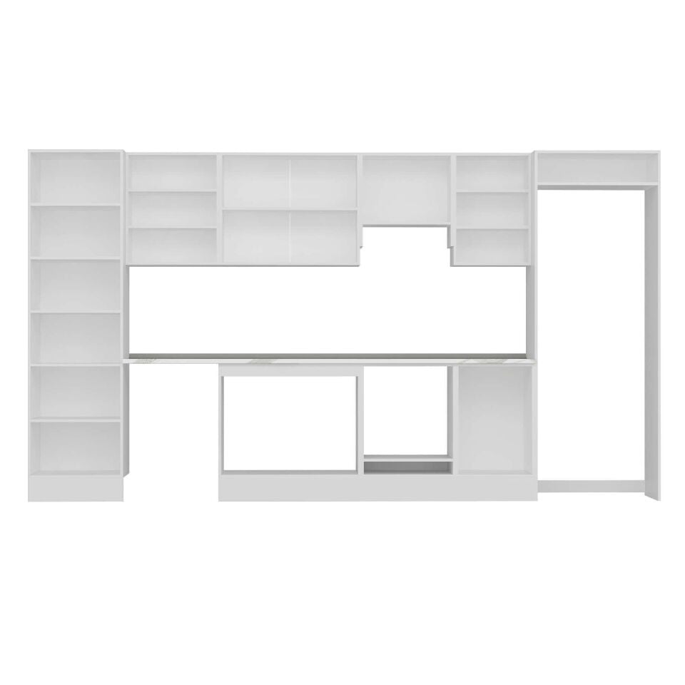 Alvinka 390X222 Cm Klasik Mebran Mutfak Dolabı Mbb-E80B60S50-1 Mebran | Kumtaşı - Suntalam