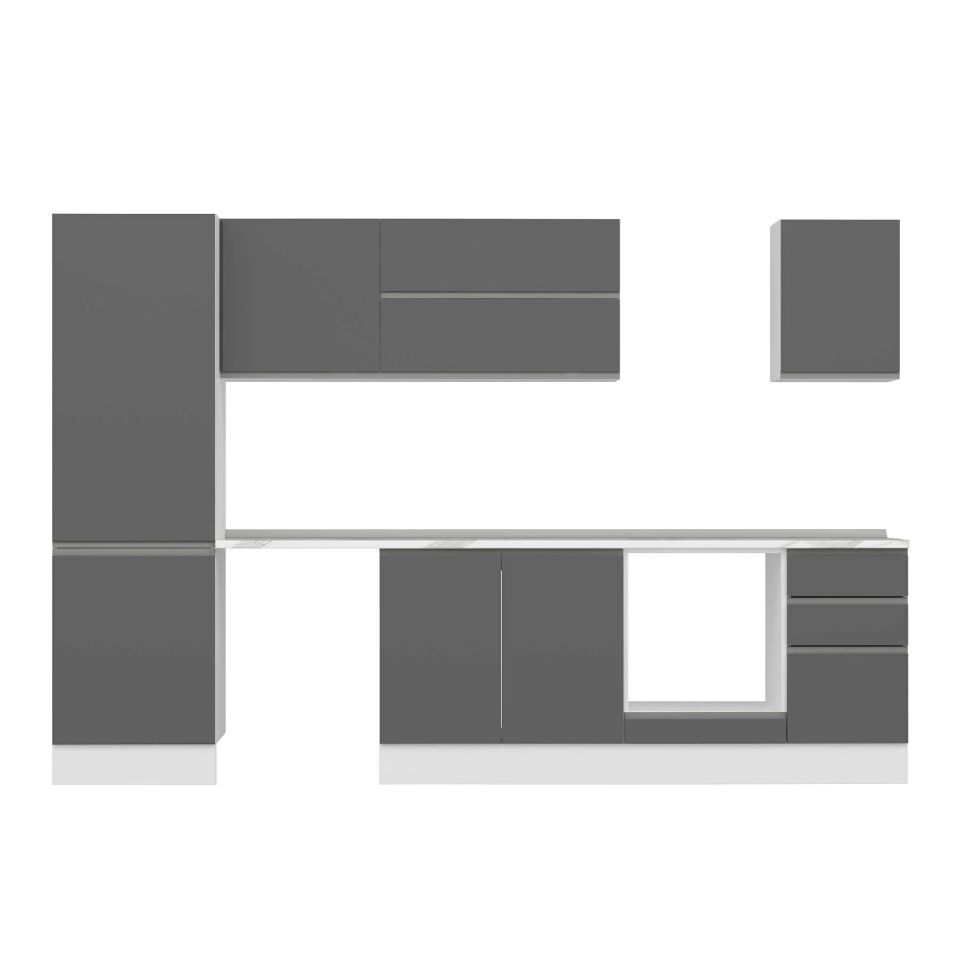 Alvinka 315X210 Cm High Gloss Mutfak Dolabı Mb-E90B60S45-2 High Gloss | Antrasit - Mdf