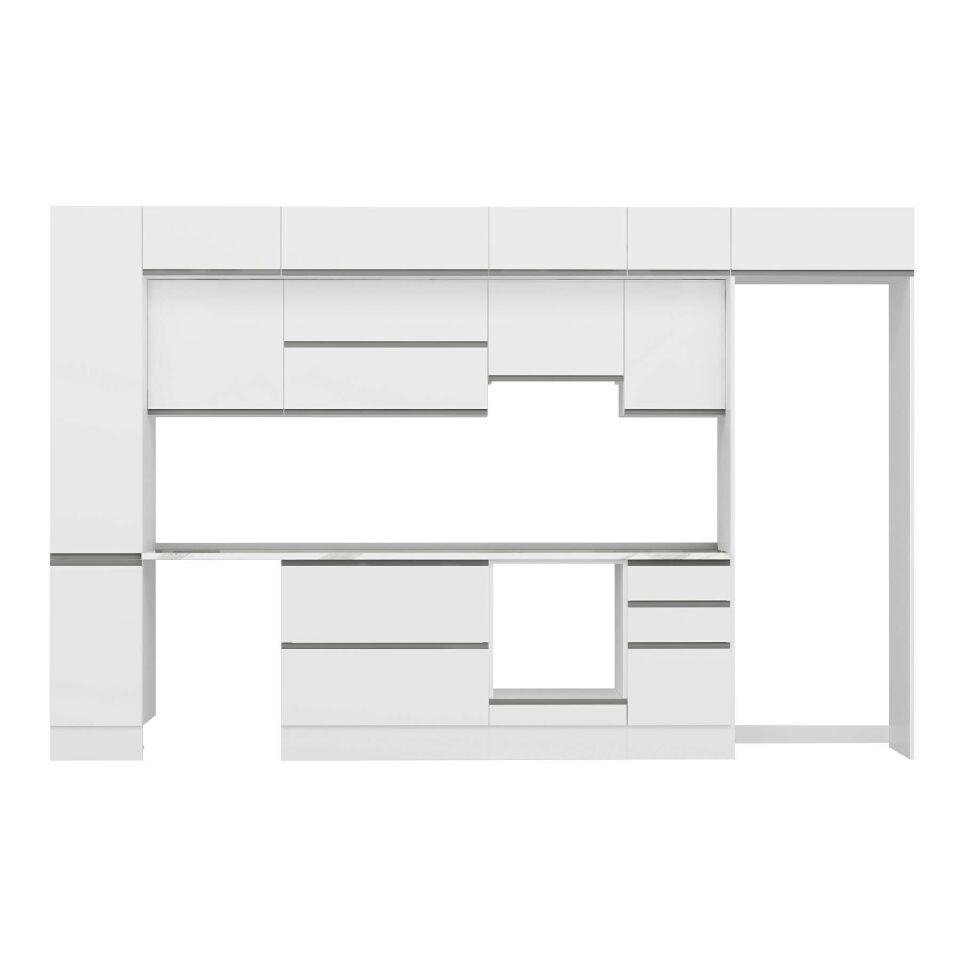 Alvinka 365X240 Cm High Gloss Mutfak Dolabı Mbb-E80B40S45-1 High Gloss | Beyaz - Suntalam