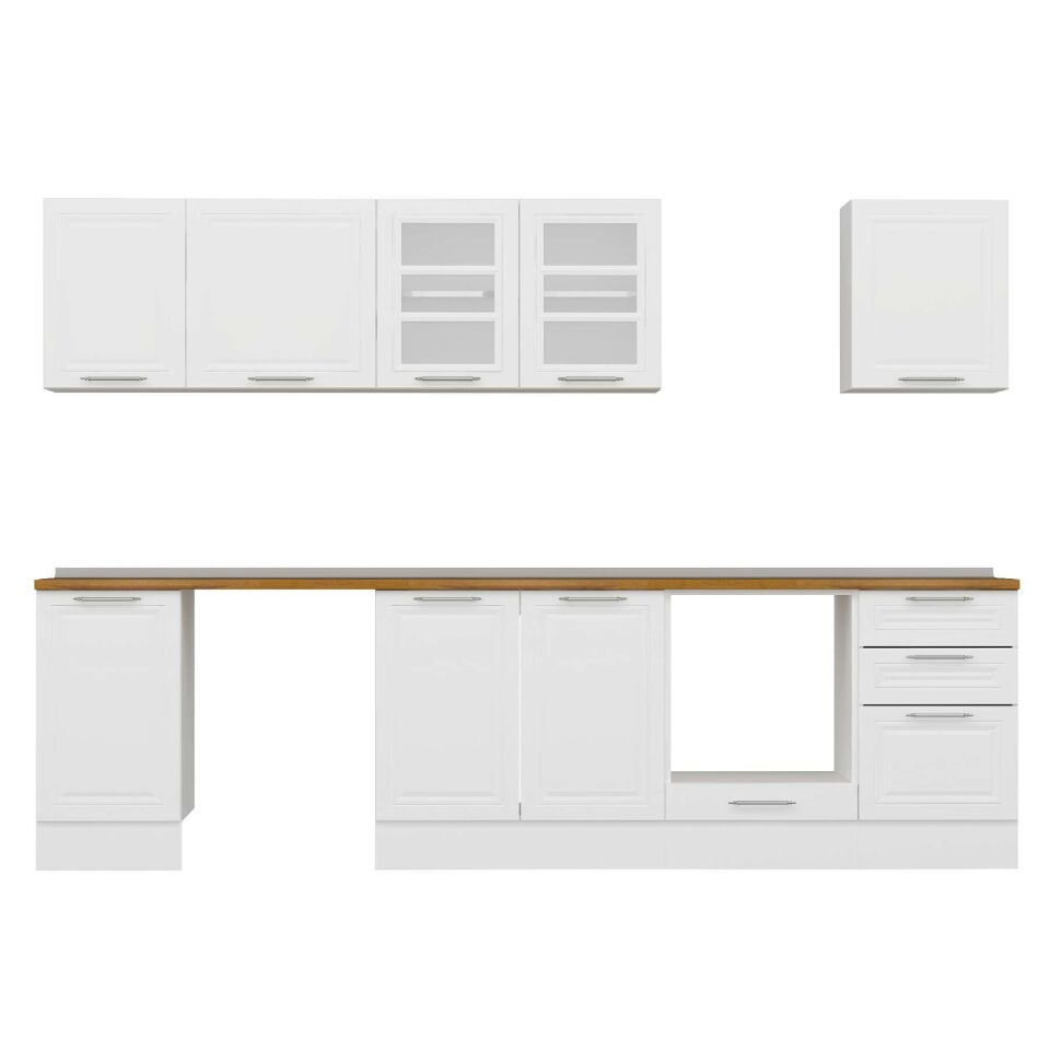 Alvinka 305X210 Cm Klasik Mebran Mutfak Dolabı M-E90S45S50-3 Mebran | Beyaz - Suntalam