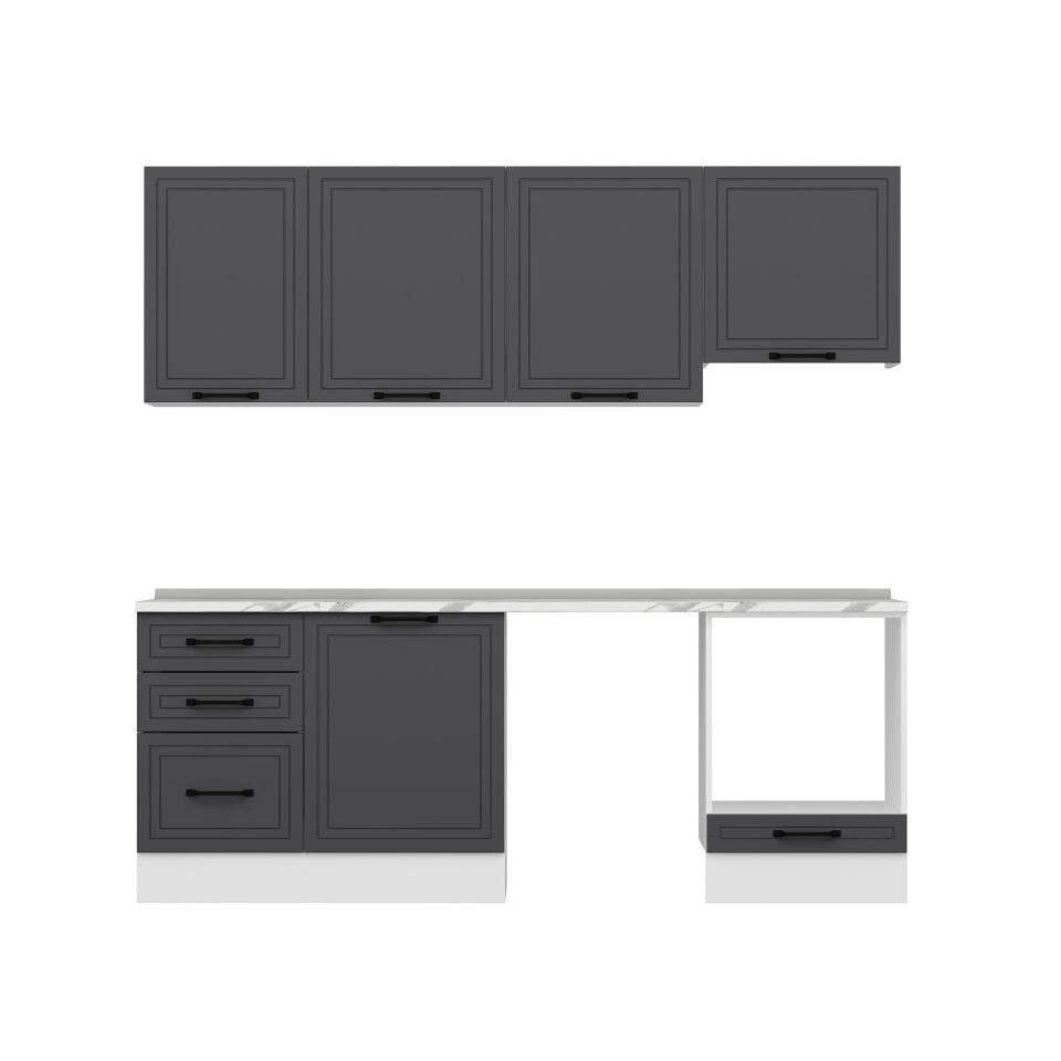 Alvinka 230X210 Cm Mbr_A Mutfak Dolabı Antrasit - Mdf