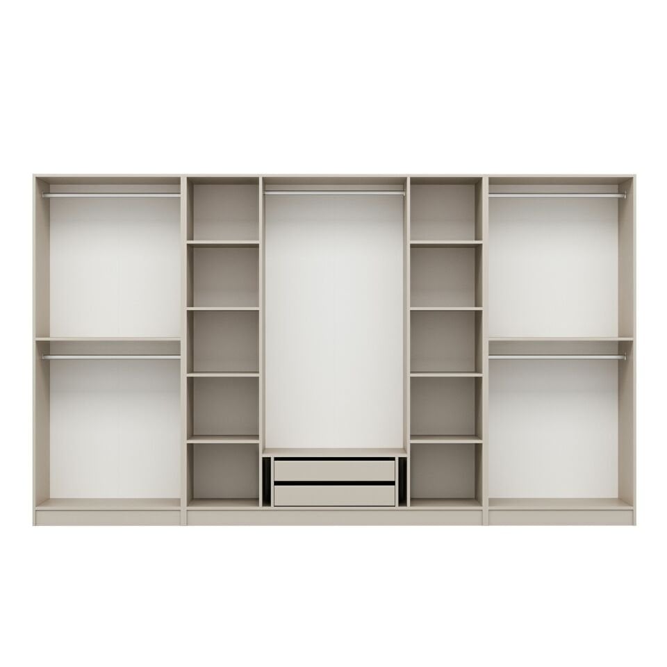 Kale Plus 8 Mebran Kapaklı 2 Çekmeceli Dolap Kumtaşı Mebran Füme Cam