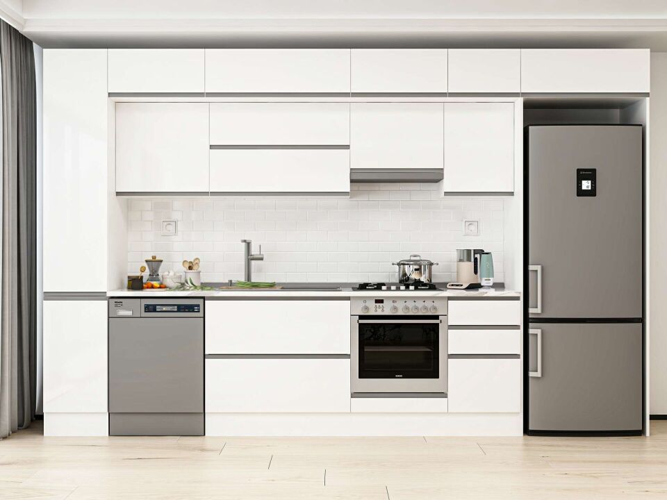 Alvinka 365X240 Cm High Gloss Mutfak Dolabı Mbb-E80B40S45-1 High Gloss | Beyaz - Mdf