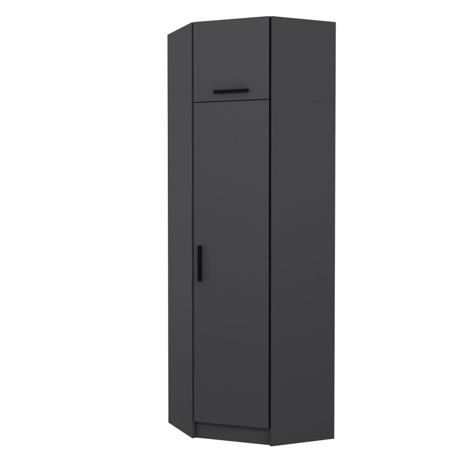 Kale 1 Kapaklı Köşe Dolap + Yüklük Antrasit Antrasit 255CM