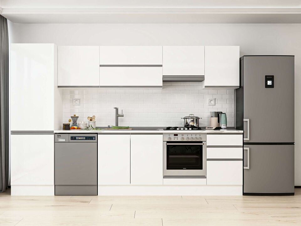 Alvinka 320X210 Cm High Gloss Mutfak Dolabı Mb-E90B60S50-1 High Gloss | Beyaz - Mdf
