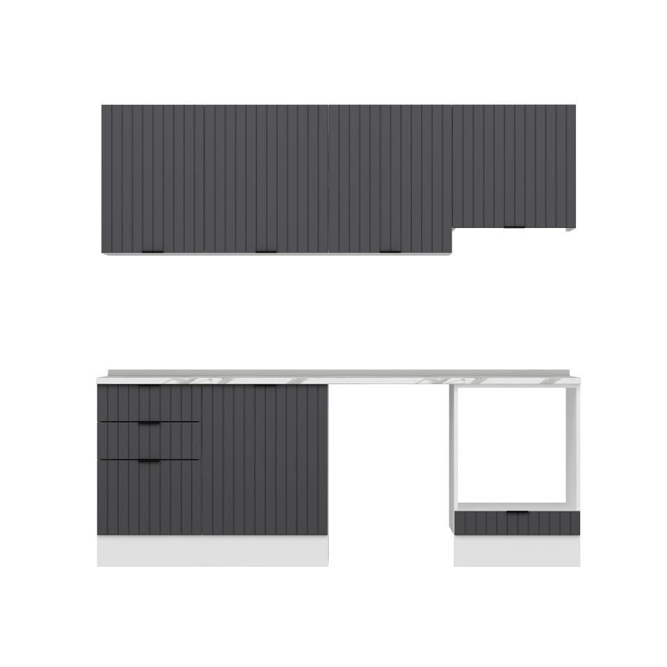 Alvinka 230X210 Cm Mbr_B Mutfak Dolabı Antrasit - Mdf