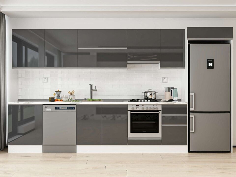 Alvinka 395X222 Cm High Gloss Mutfak Dolabı Mb-E90S60S45-1