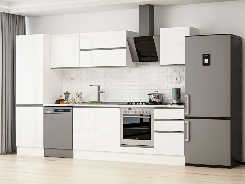 Alvinka 320X210 Cm High Gloss Mutfak Dolabı Mb-E90B60S50-2 High Gloss | Beyaz - Suntalam