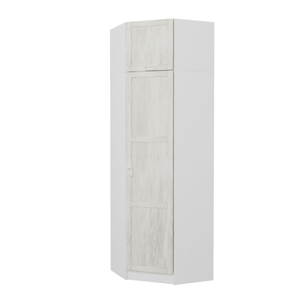 Kale 1 Kapaklı Köşe Dolap + Yüklük Beyaz Eskitme Beyaz