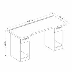Phoenix 2 Çekmeceli Oyuncu Masası RGB Led Işıklı - Set 2