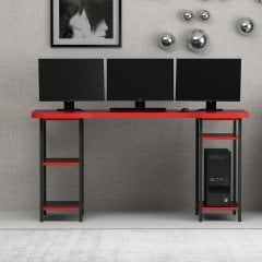 Phoenix Metal Raf Ayaklı Oyuncu Masası RGB Led Işıklı - Set 4