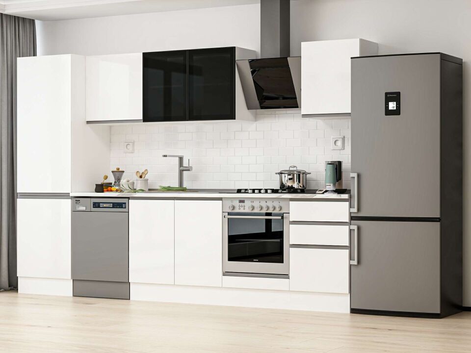 Alvinka 320X210 Cm High Gloss Mutfak Dolabı Mb-E90B60S50-3 High Gloss | Beyaz - Suntalam