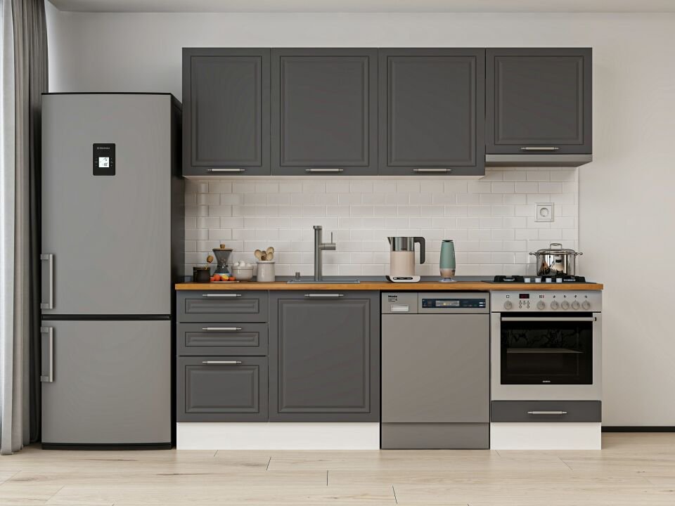 Alvinka 230X210 Cm Mbr_C Mutfak Dolabı Antrasit - Mdf
