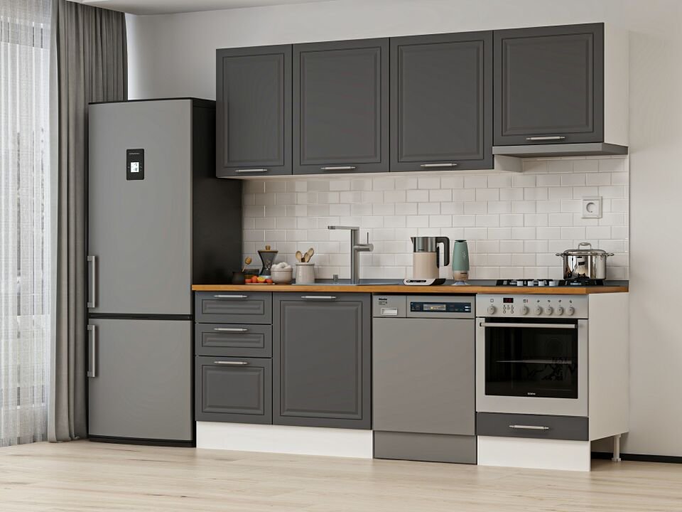 Alvinka 230X210 Cm Mbr_C Mutfak Dolabı Antrasit - Mdf