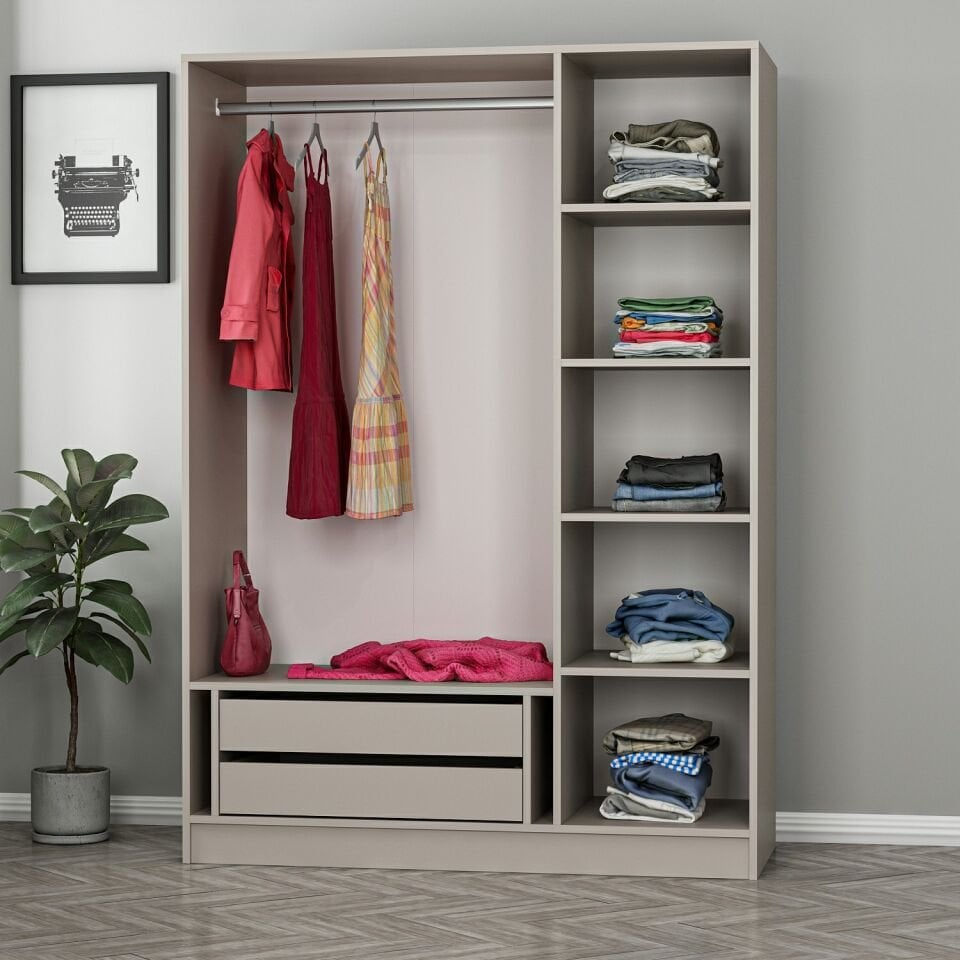 Kale 3 Bölmeli 2 Çekmeceli Giyinme Dolabı Kumtaşı