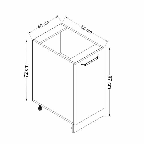 Minar Mutfak Alt Modül 1K1R 40Cm Dolap Beyaz B1