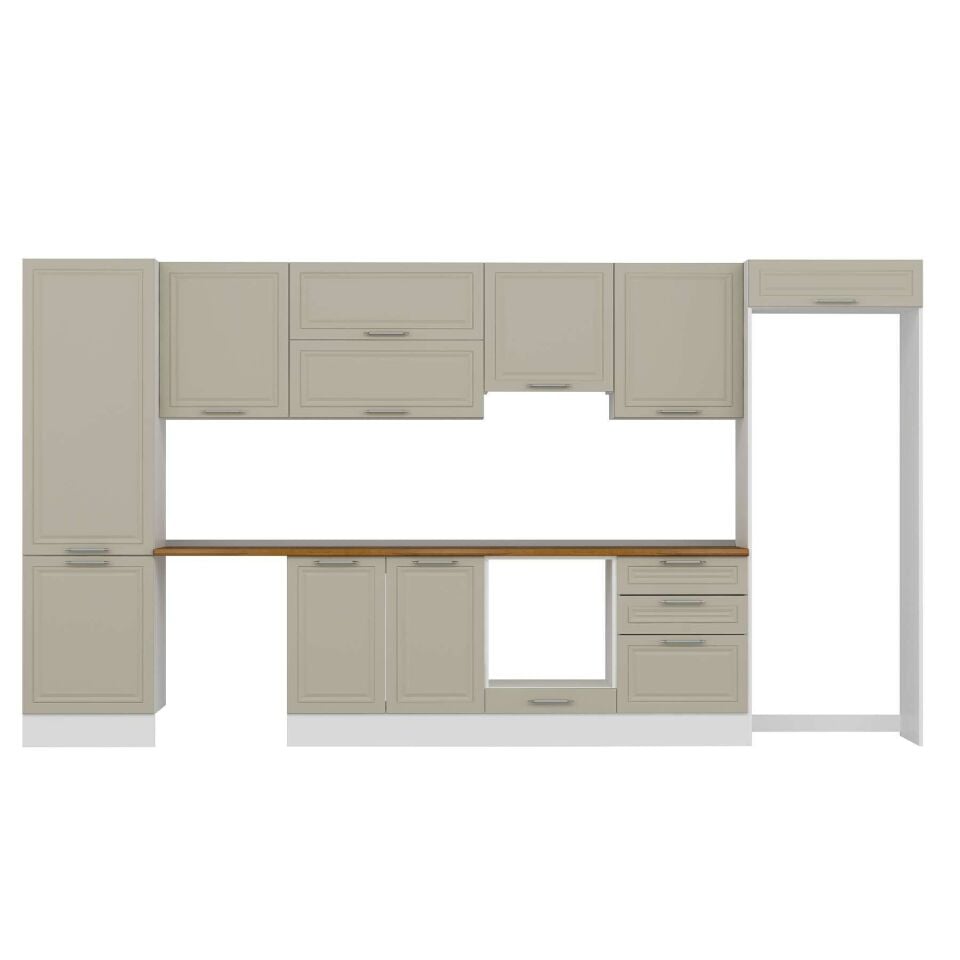 Alvinka 400X222 Cm Klasik Mebran Mutfak Dolabı Mbb-E80B60S60-1 Mebran | Kumtaşı - Suntalam
