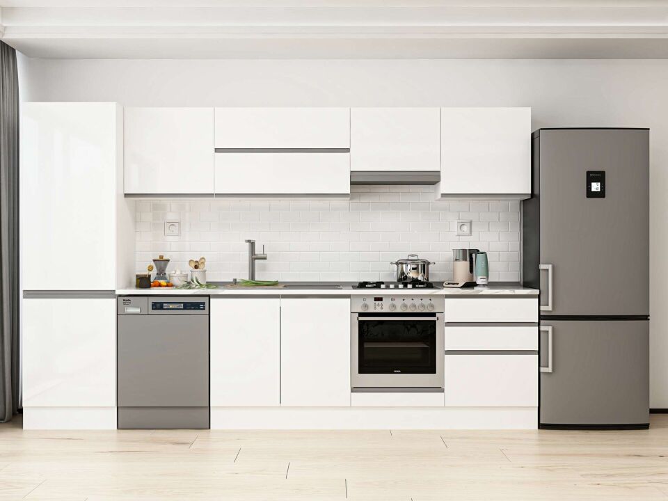 Alvinka 330X210 Cm High Gloss Mutfak Dolabı Mb-E90B60S60-1 High Gloss | Beyaz - Mdf