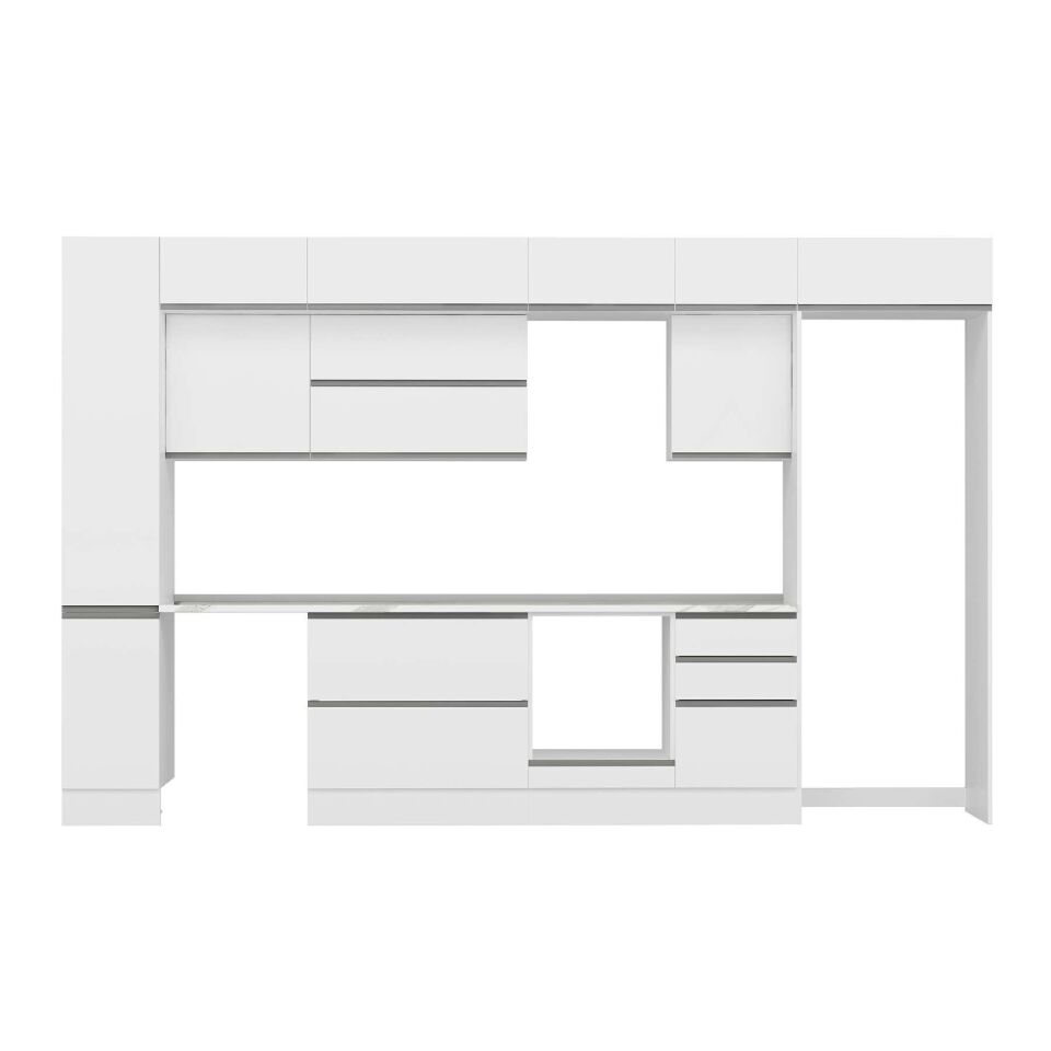 Alvinka 370X240 Cm High Gloss Mutfak Dolabı Mbb-E80B40S50-2 High Gloss | Beyaz - Mdf