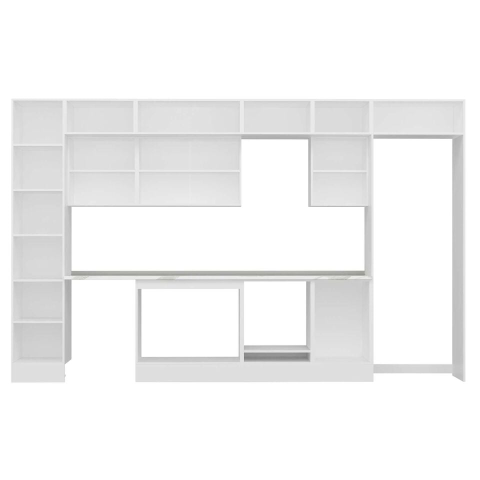 Alvinka 375X240 Cm Klasik Mebran Mutfak Dolabı Mbb-E80B45S50-3 Mebran | Kumtaşı - Suntalam