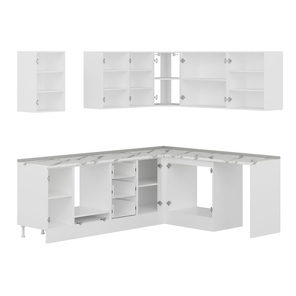 Alvinka 250-200X222 Cm Hg_J Köşe Mutfak Dolabı Antrasit - Mdf