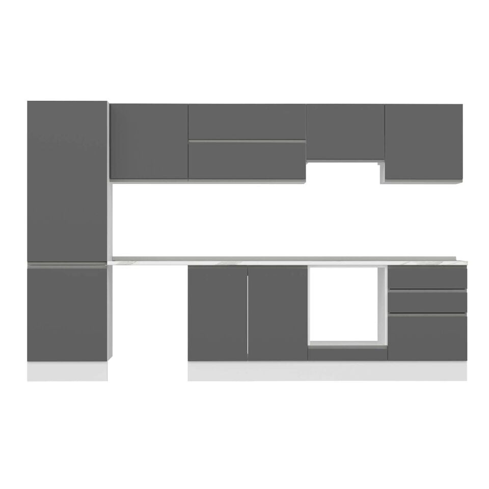 Alvinka 330X210 Cm High Gloss Mutfak Dolabı Mb-E90B60S60-1 High Gloss | Antrasit - Mdf